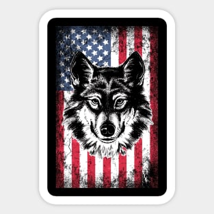 Patriotic Siberian Husky American Flag Sticker